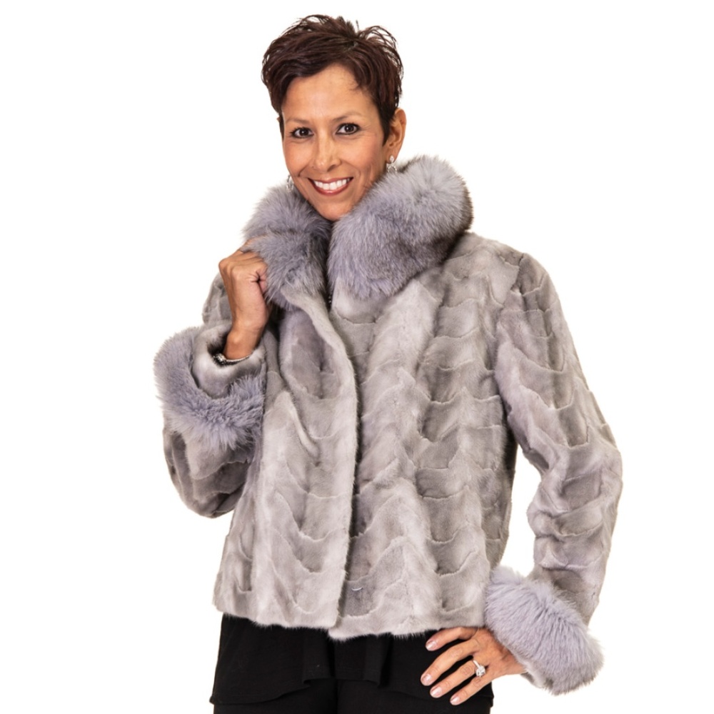 Sapphire Mink Fur Jacket with Fox Fur